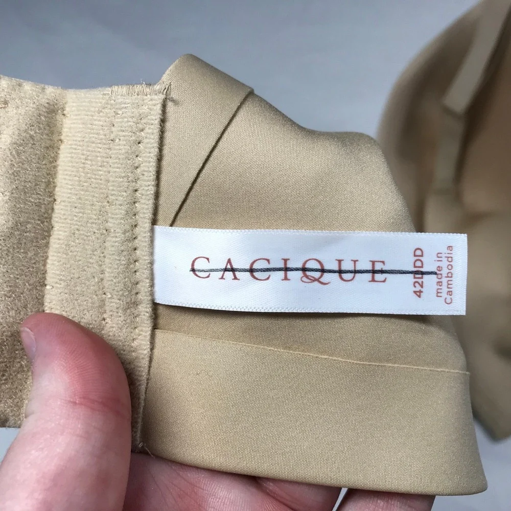 Cacique Smooth Lightly Lined Balconette Bra Tan Nude Underwire 42DDD
